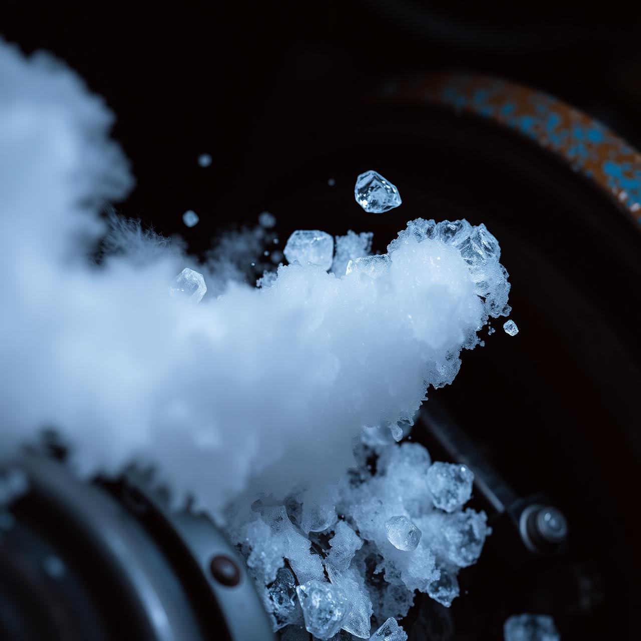 Dry ice pellets and CO2 vapor cleaning industrial machinery